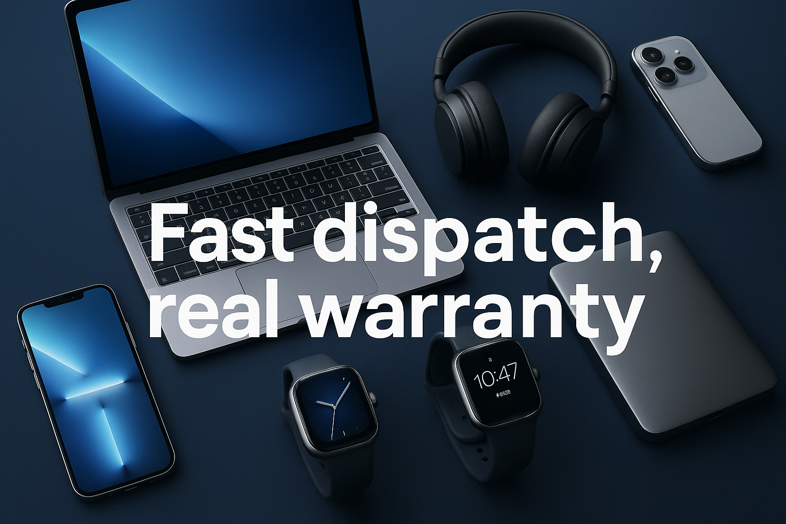 Cool you jus generated gadget related image, now create more like that, asli write some text
Fast dispatch, real warranty.