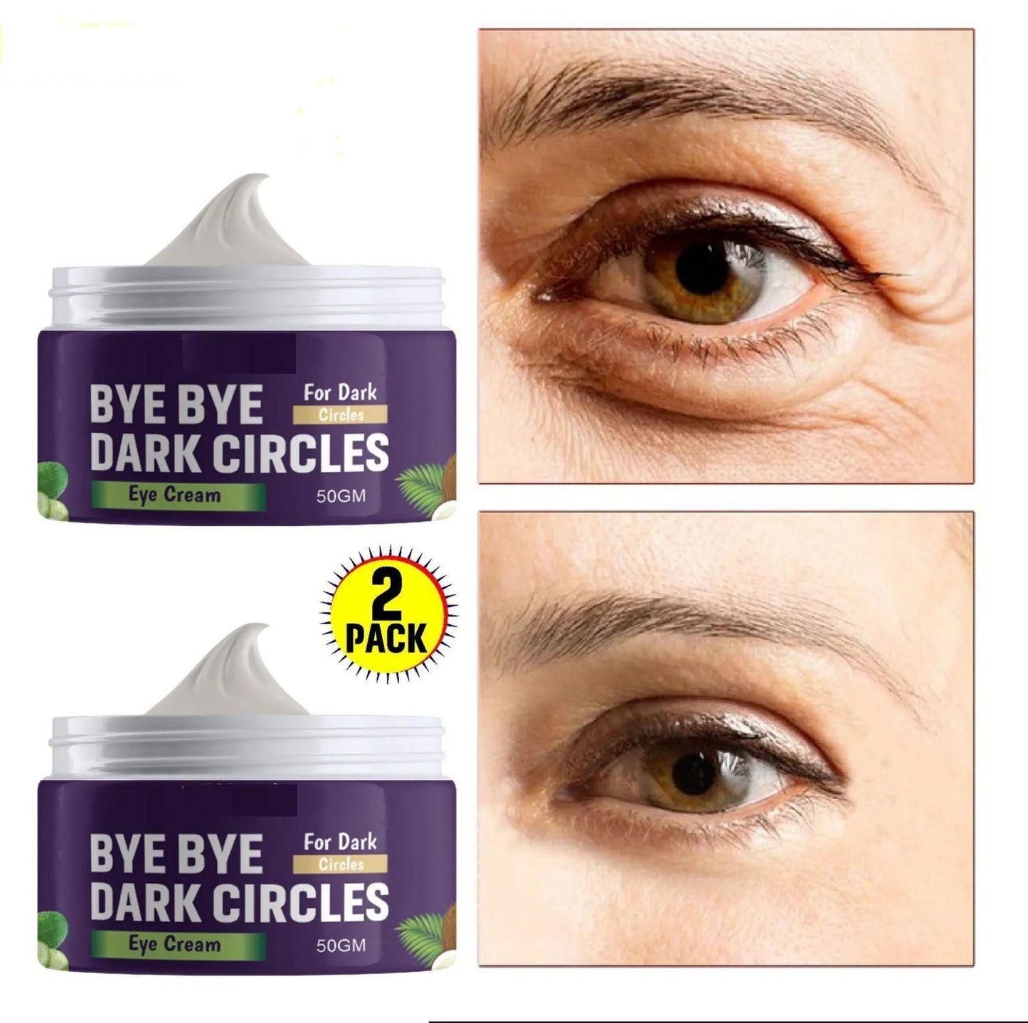 Bye Bye Dark Circles™ – Under Eye Cream with Coffee & Chia Seed Oil (2 Pack × 50 g)
